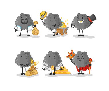 Kara Bulut zengin grup karakteri. karikatür maskotu vektosu