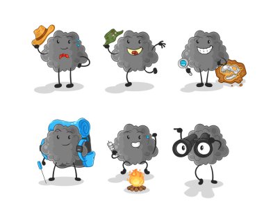 Kara Bulut macera grubu karakteri. karikatür maskotu vektosu