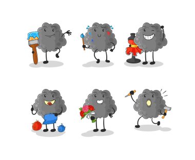 Kara bulut sanatçı grup karakteri. karikatür maskotu vektosu