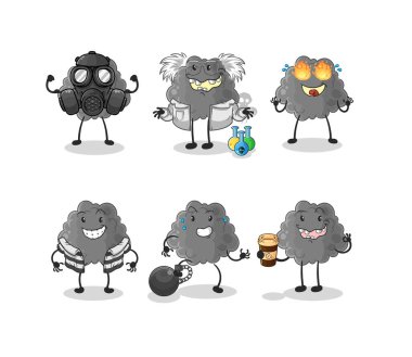 Kara bulut kötü adam grup karakteri. karikatür maskotu vektosu