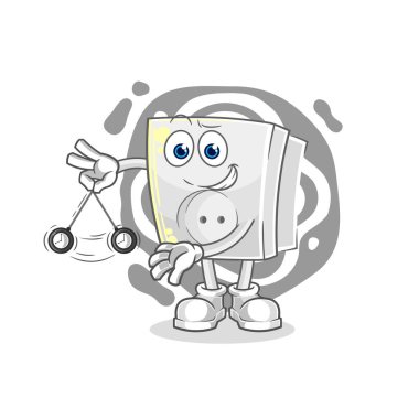 Elektrik prizi hipnotize edici çizgi film. karikatür maskotu vektosu