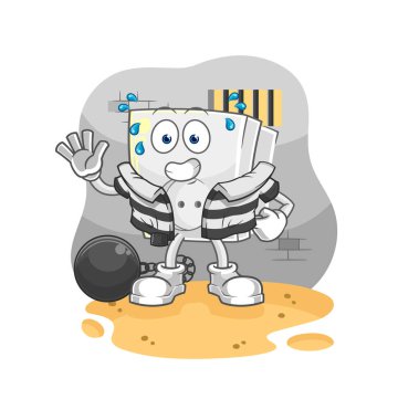 Hapisteki elektrikli soket suçlusu. karikatür