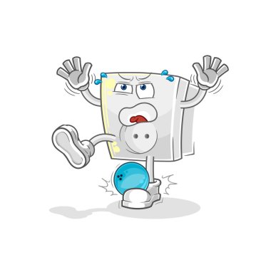 Bowling çizgi filminin elektrik prizi. karikatür maskotu vektosu