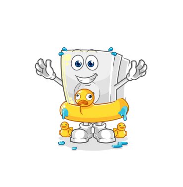 Ördek şamandıralı elektrik prizi. karikatür maskotu vektosu