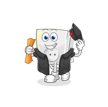 Elektrik prizi mezuniyet vektörü. karikatür