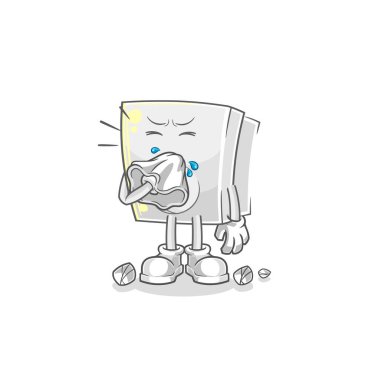 Elektrik prizi sümküren burun karakteri. karikatür maskotu vektosu