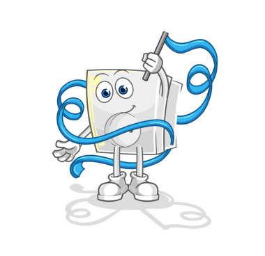 Elektrik prizi Ritmik Jimnastik Maskotu. çizgi film vektosu