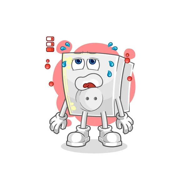 Electric Socket Low Battery Mascot Cartoon Vecto — Stock Vector