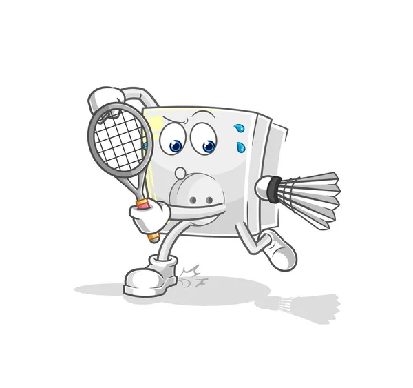 Die Badminton Spielende Steckdose Zeichenvecto — Stockvektor