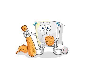 Elektrikli soket beyzbol yakalayıcı çizgi filmi. karikatür maskotu vektosu