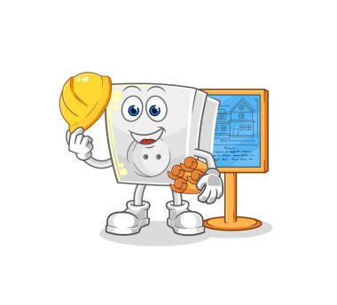 Elektrik prizi Mimarisi illüstrasyonu. karakter vektosu