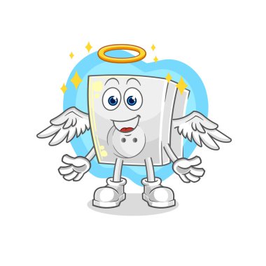 Kanat vektörlü elektrikli soket meleği. karikatür