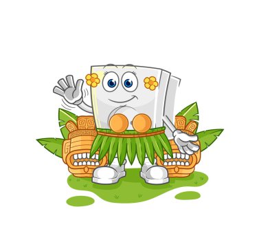 Elektrikli soket Hawai el sallayan karakteri. karikatür maskotu vektosu