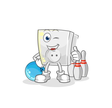 Elektrik prizi bowling illüstrasyonu. karakter vektosu