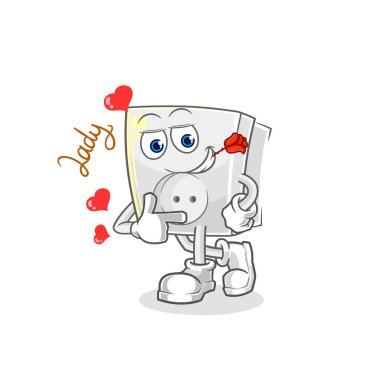 Elektrik prizi flörtü illüstrasyonu. karakter vektosu