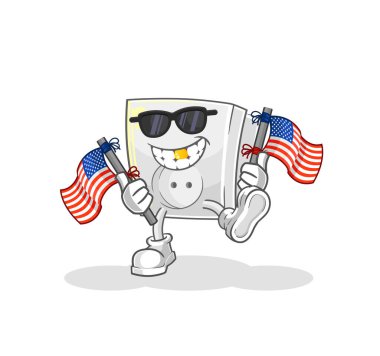 Elektrik prizi Amerikan gençlik çizgi film maskotu vektosu