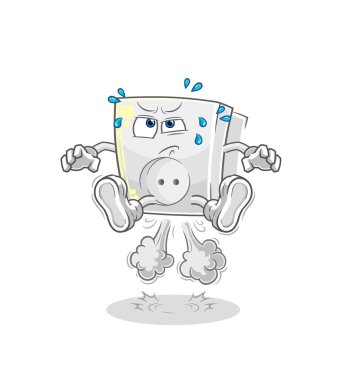 Elektrik prizi osuruk atlama illüstrasyonu. karakter vektosu