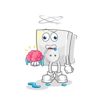 Elektrik prizi, beyin vektörü yok. karikatür