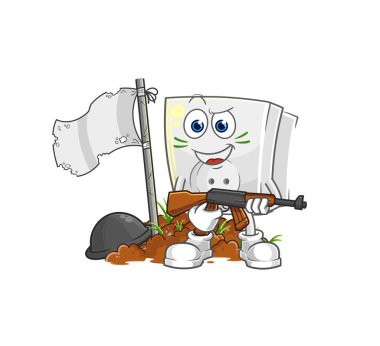 Elektrik prizi ordu karakteri. karikatür maskotu vektosu