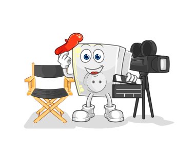 Elektrik prizi direktörü maskotu. çizgi film vektosu