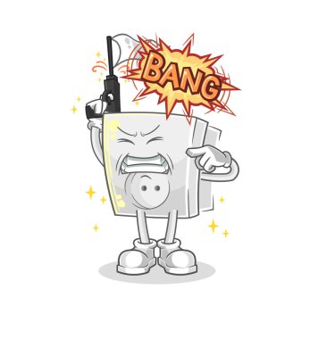 Elektrik prizi uyarı maskotu. çizgi film vektosu