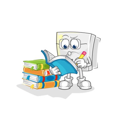 Maskotu inceleyen elektrik prizi. çizgi film vektosu