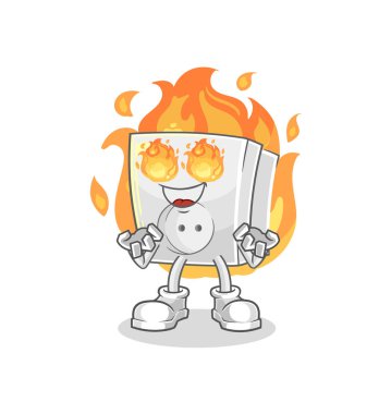 Yangın maskotunun elektrik prizi. çizgi film vektosu