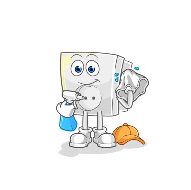 Elektrik soketi temizleyici vektörü. karikatür