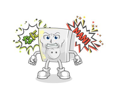 Elektrikli soket anime kızgın vektörü. karikatür