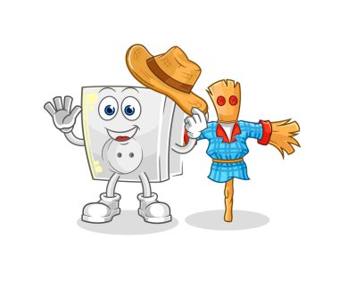 Korkuluk çizgi film karakteri vektosu olan elektrik prizi