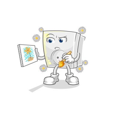 Elektrikli soket geleneksel karikatür karakteri vektosu