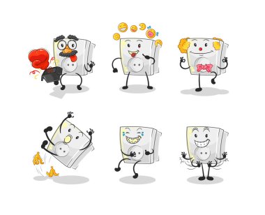 Elektrik soketi komedisi karakteri. karikatür maskotu vektosu