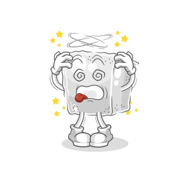 Şeker küpünün baş döndürücü maskotu. çizgi film vektosu