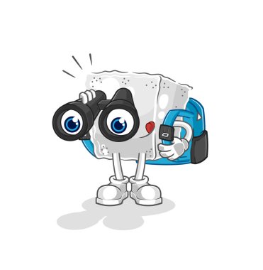 Dürbünlü şeker küpü. karikatür maskotu vektosu