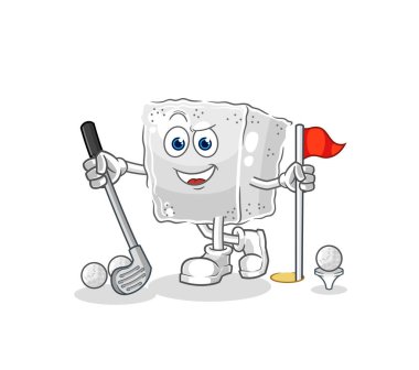 Şeker küpü golf oynuyor. karikatür