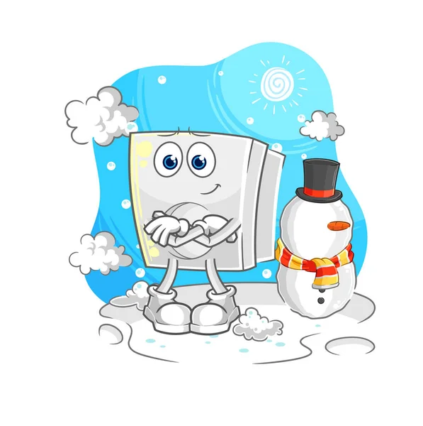Electric Socket Cold Winter Character Cartoon Mascot Vecto — Stock Vector
