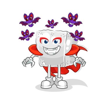 Şeker küpü Drakula illüstrasyonu. karakter vektosu