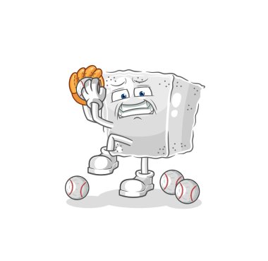 Şeker küpü beyzbol sürahisi çizgi filmi. karikatür maskotu vektosu