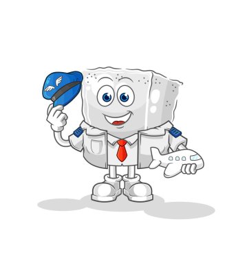 Küp şeker pilotu maskotu. çizgi film vektosu