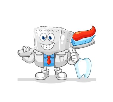 Küp şeker dişçisi illüstrasyonu. karakter vektosu