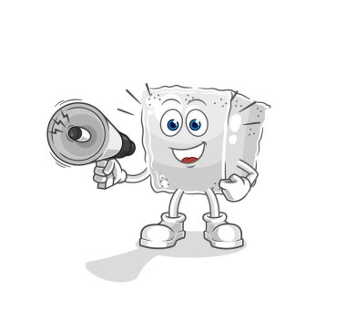 Şeker küpü hoparlör vektörünü tutuyor. karikatür