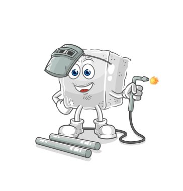 Şeker küpü kaynak maskotu. çizgi film vektosu