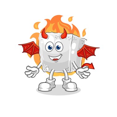 Kanatlı şeker küpü iblisi. karikatür maskotu vektosu