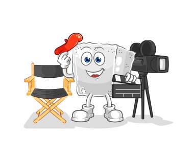 Küp şeker direktörü maskotu. çizgi film vektosu