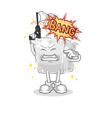 Şeker küpü uyarı atışı maskotu. çizgi film vektosu