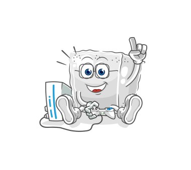 Şeker küpü video oyunları oynuyor. karikatür