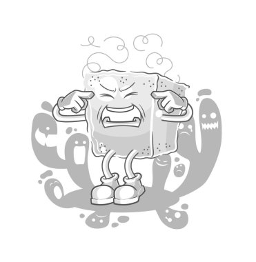 Depresyondaki küp şeker karakteri. çizgi film vektosu