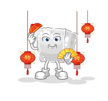 Fener resimli küp şekerli Çin yemeği. karakter vektosu