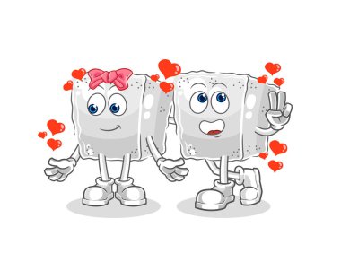 Küp şekerli flört çizgi filmi. karakter maskotu vekto