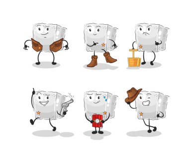 Şeker küplü kovboy grubu karakteri. karikatür maskotu vektosu